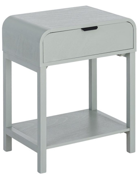 Table de chevet arrondie scandinave moderne 1 tiroir 1 étagère Bois MDF Bois de pin Vert clair Veliona 