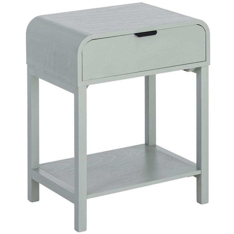 Table de chevet arrondie scandinave moderne 1 tiroir 1 étagère Bois MDF Bois de pin Vert clair Veliona 