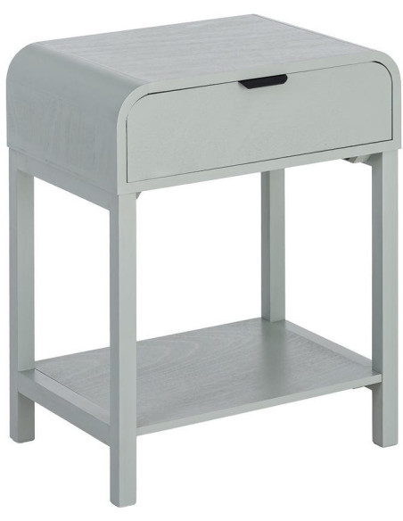 Table de chevet arrondie scandinave moderne 1 tiroir 1 étagère Bois MDF Bois de pin Vert clair Veliona 
