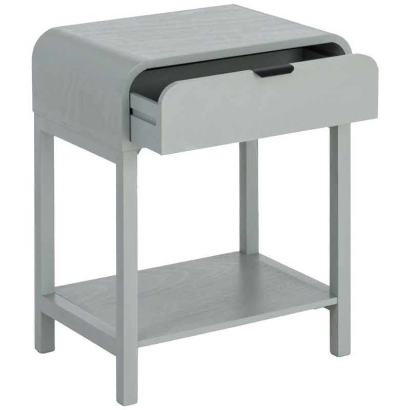 Table de chevet arrondie scandinave moderne 1 tiroir 1 étagère Bois MDF Bois de pin Vert clair Veliona 