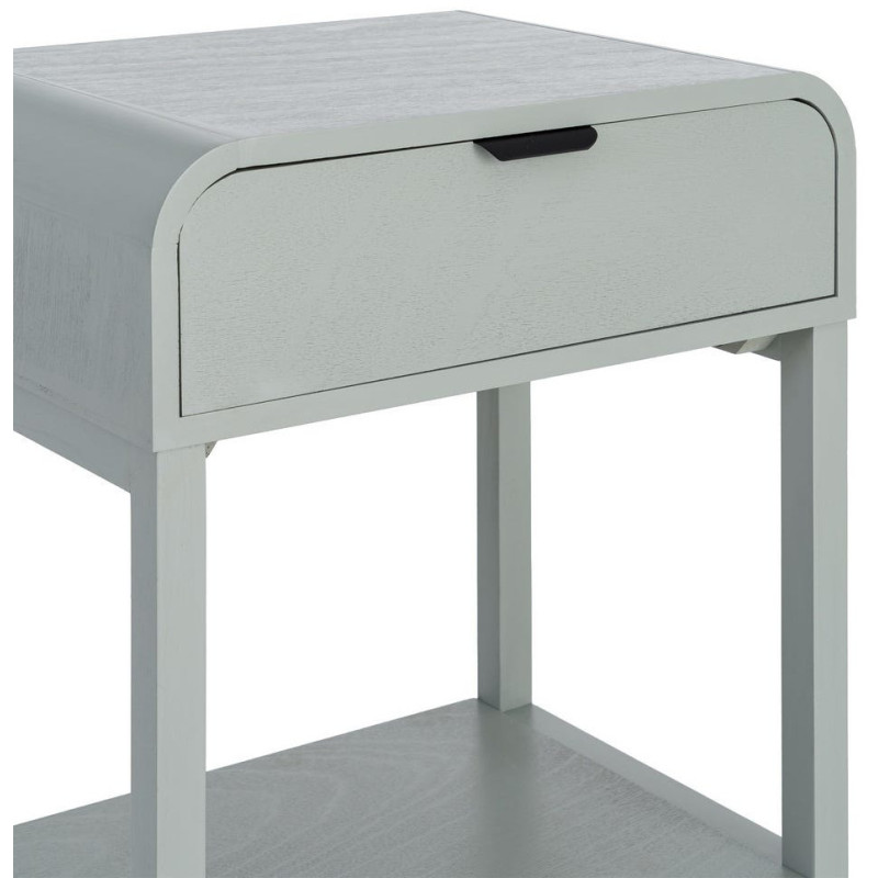 Table de chevet arrondie scandinave moderne 1 tiroir 1 étagère Bois MDF Bois de pin Vert clair Veliona 