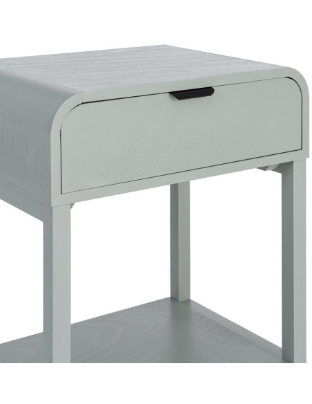 Table de chevet arrondie scandinave moderne 1 tiroir 1 étagère Bois MDF Bois de pin Vert clair Veliona 