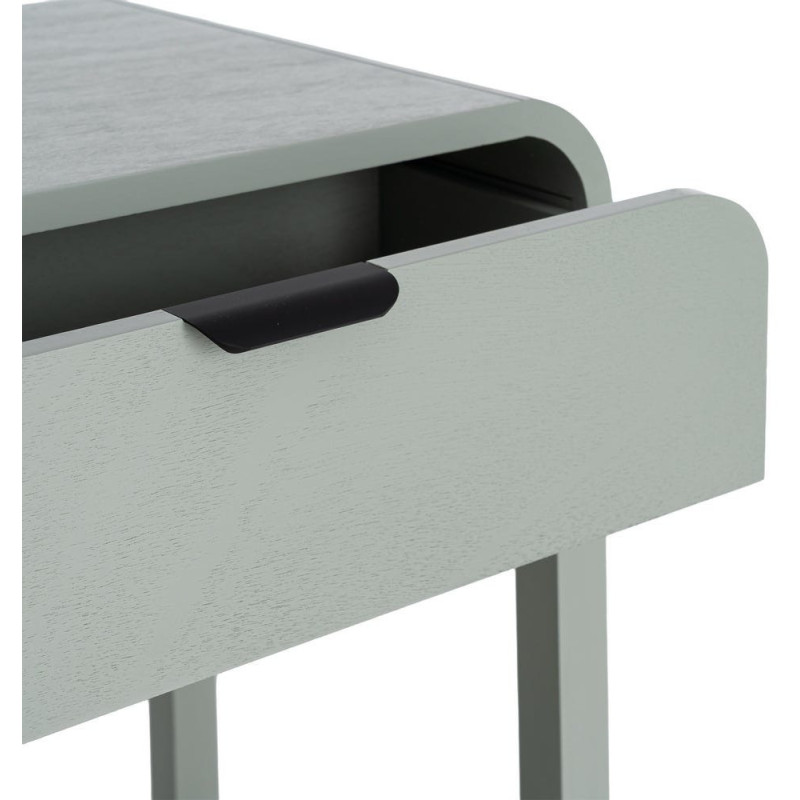 Table de chevet arrondie scandinave moderne 1 tiroir 1 étagère Bois MDF Bois de pin Vert clair Veliona 