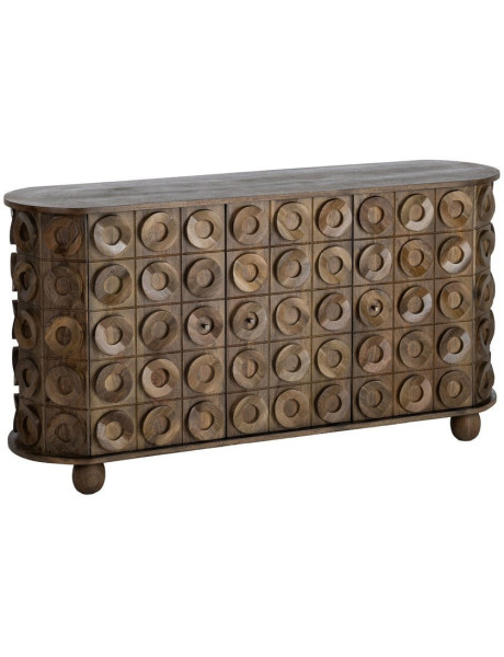 Grand Buffet design ethnique chic Bas 4 portes 147 cm Bois de manguier Marron Orbita 