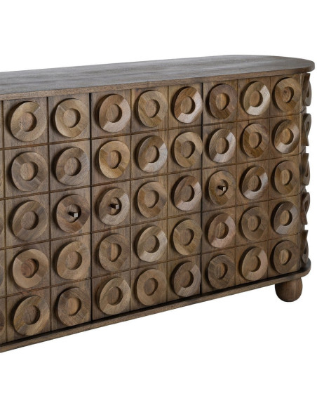 Grand Buffet design ethnique chic Bas 4 portes 147 cm Bois de manguier Marron Orbita 