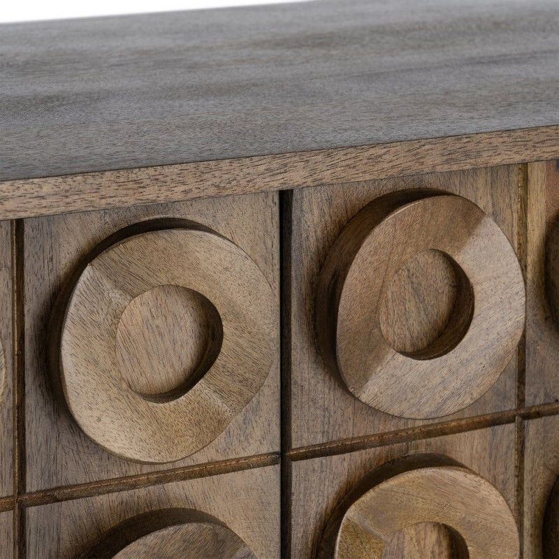 Grand Buffet design ethnique chic Bas 4 portes 147 cm Bois de manguier Marron Orbita 