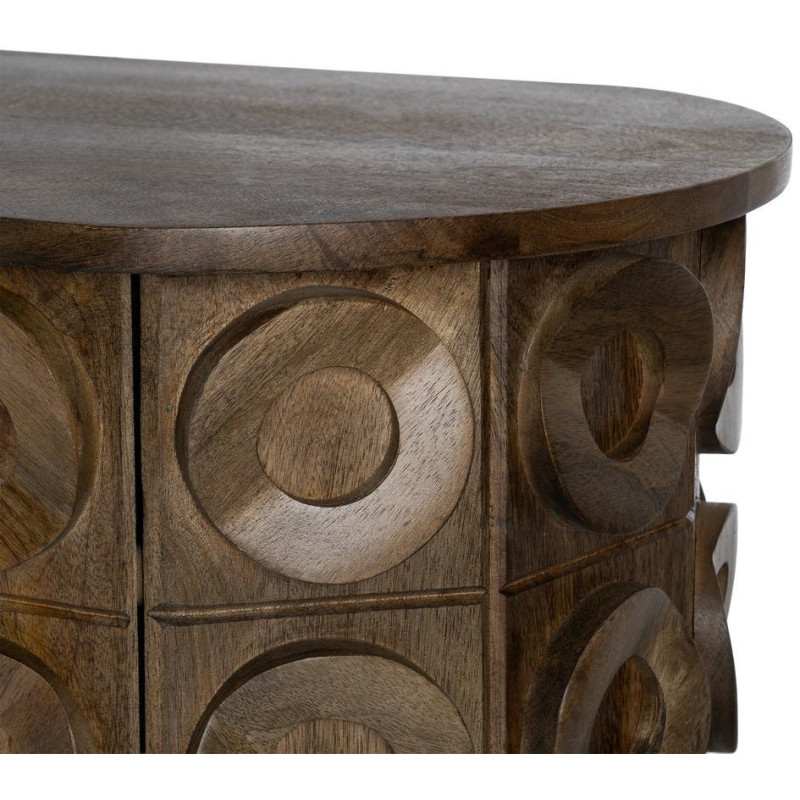 Grand Buffet design ethnique chic Bas 4 portes 147 cm Bois de manguier Marron Orbita 
