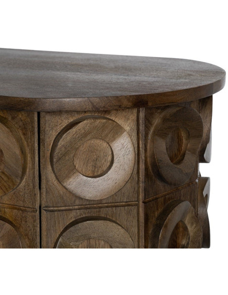 Grand Buffet design ethnique chic Bas 4 portes 147 cm Bois de manguier Marron Orbita 