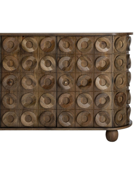 Grand Buffet design ethnique chic Bas 4 portes 147 cm Bois de manguier Marron Orbita 