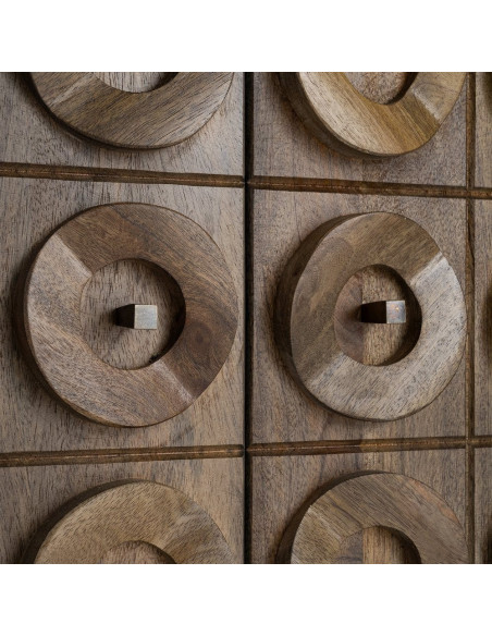 Grand Buffet design ethnique chic Bas 4 portes 147 cm Bois de manguier Marron Orbita 