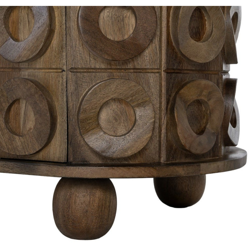 Grand Buffet design ethnique chic Bas 4 portes 147 cm Bois de manguier Marron Orbita 