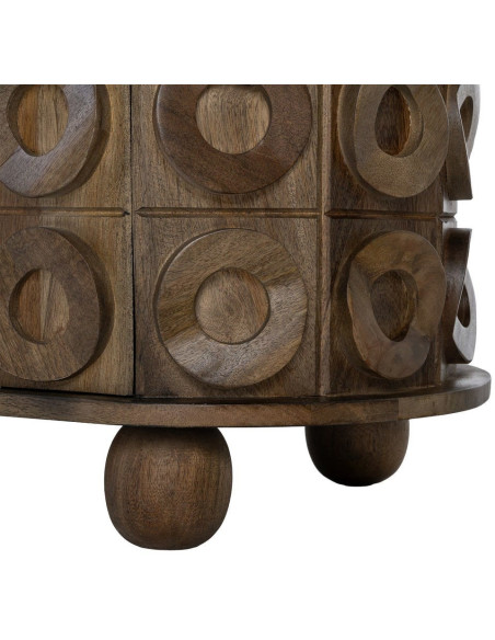 Grand Buffet design ethnique chic Bas 4 portes 147 cm Bois de manguier Marron Orbita 