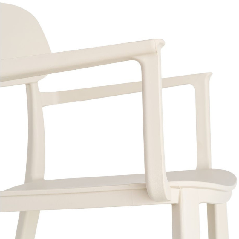 Lot de 4 Chaises de jardin design avec accoudoirs Polypropylène Blanc crème Bahiana 