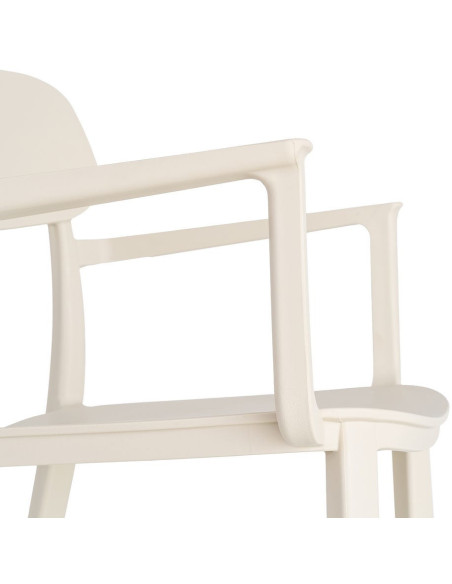 Lot de 4 Chaises de jardin design avec accoudoirs Polypropylène Blanc crème Bahiana 
