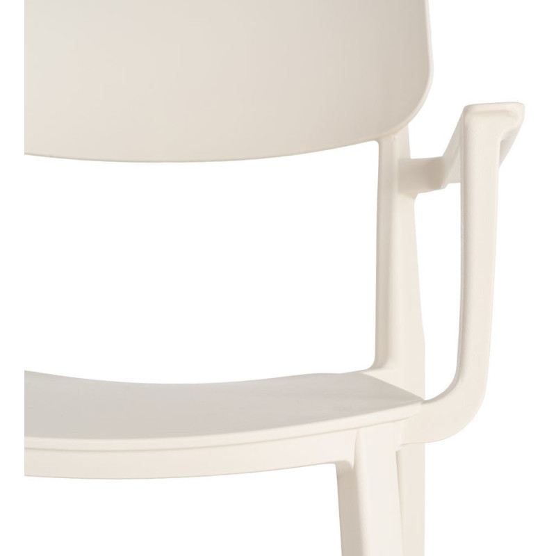 Lot de 4 Chaises de jardin design avec accoudoirs Polypropylène Blanc crème Bahiana 