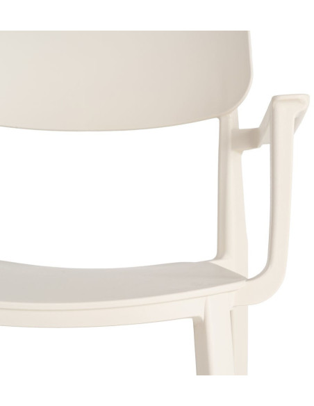 Lot de 4 Chaises de jardin design avec accoudoirs Polypropylène Blanc crème Bahiana 
