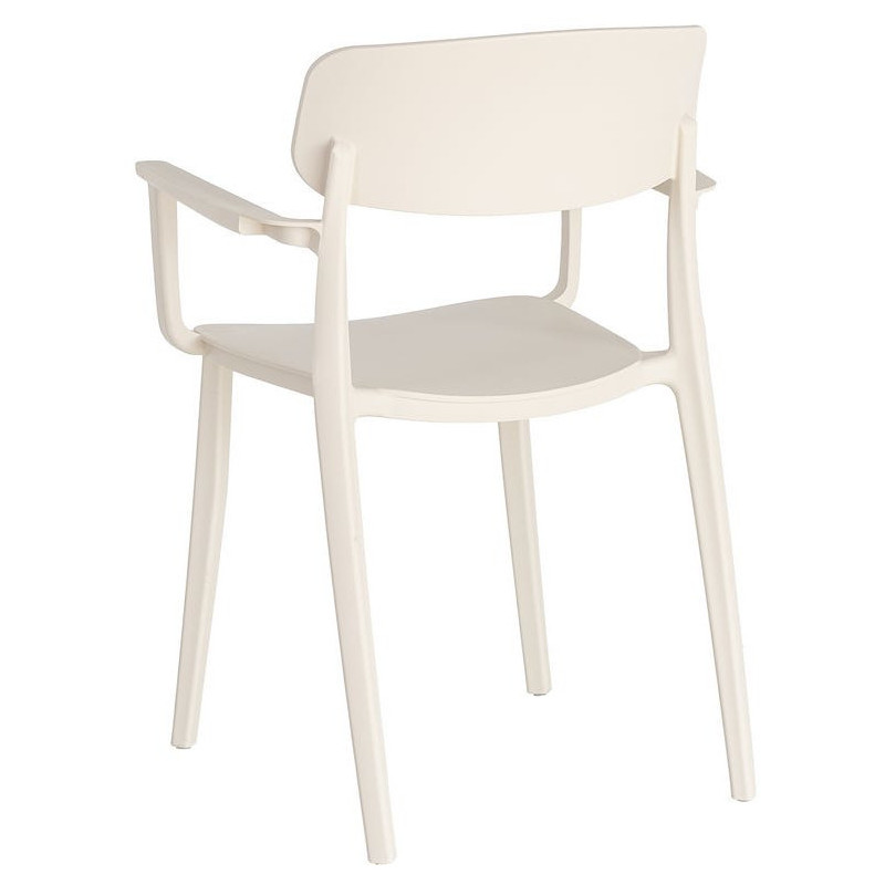 Lot de 4 Chaises de jardin design avec accoudoirs Polypropylène Blanc crème Bahiana 