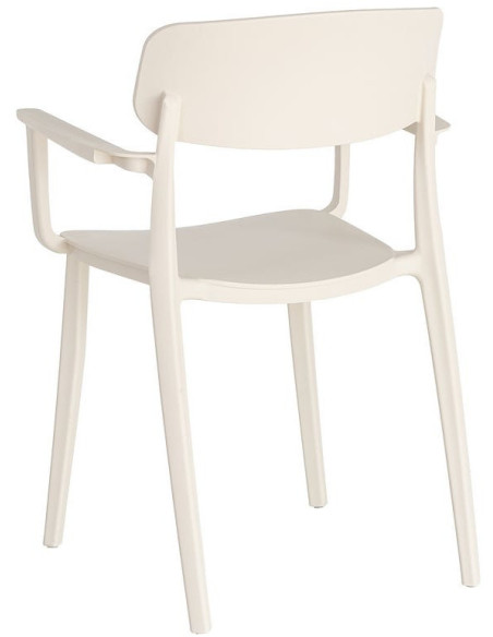 Lot de 4 Chaises de jardin design avec accoudoirs Polypropylène Blanc crème Bahiana 