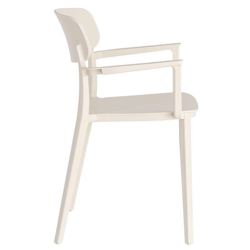 Lot de 4 Chaises de jardin design avec accoudoirs Polypropylène Blanc crème Bahiana 
