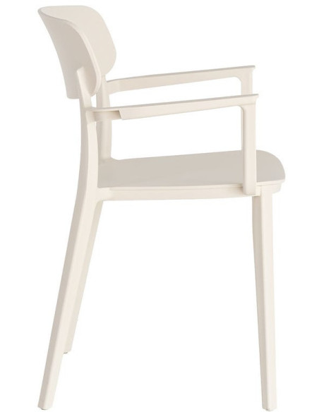 Lot de 4 Chaises de jardin design avec accoudoirs Polypropylène Blanc crème Bahiana 