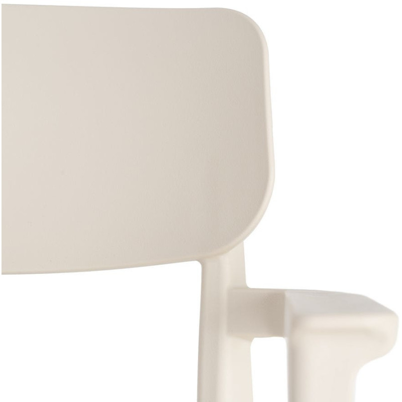 Lot de 4 Chaises de jardin design avec accoudoirs Polypropylène Blanc crème Bahiana 