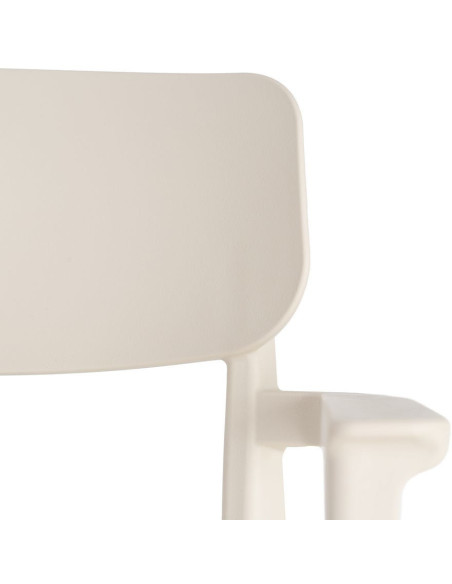 Lot de 4 Chaises de jardin design avec accoudoirs Polypropylène Blanc crème Bahiana 