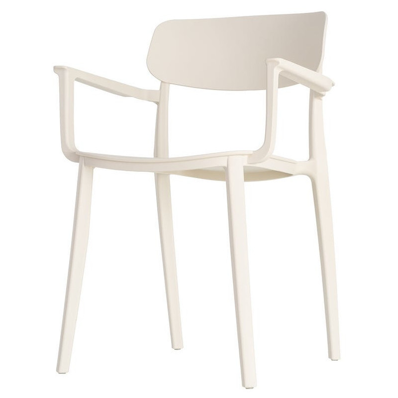 Lot de 4 Chaises de jardin design avec accoudoirs Polypropylène Blanc crème Bahiana 