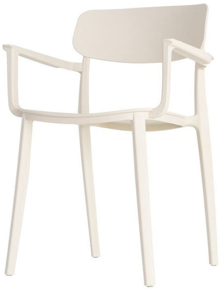 Lot de 4 Chaises de jardin design avec accoudoirs Polypropylène Blanc crème Bahiana 