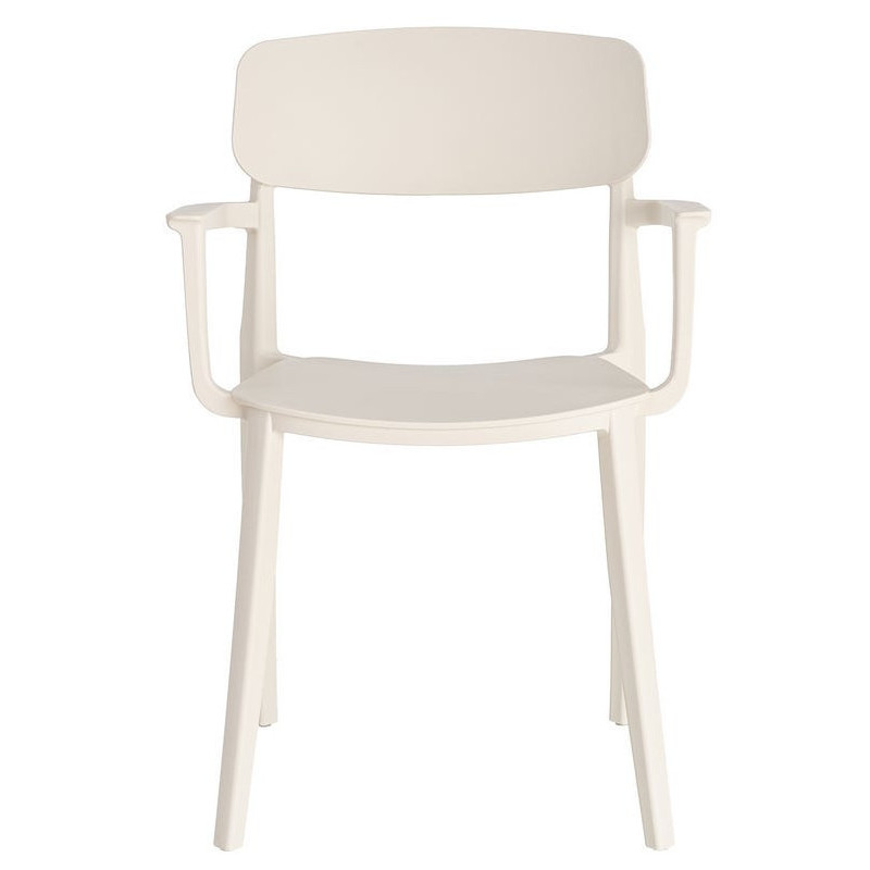Lot de 4 Chaises de jardin design avec accoudoirs Polypropylène Blanc crème Bahiana 