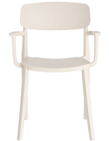 Lot de 4 Chaises de jardin design avec accoudoirs Polypropylène Blanc crème Bahiana 