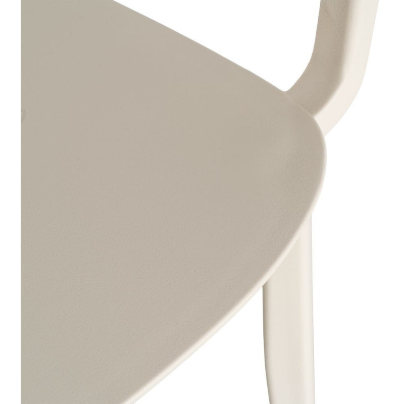 Lot de 4 Chaises de jardin design avec accoudoirs Polypropylène Blanc crème Bahiana 