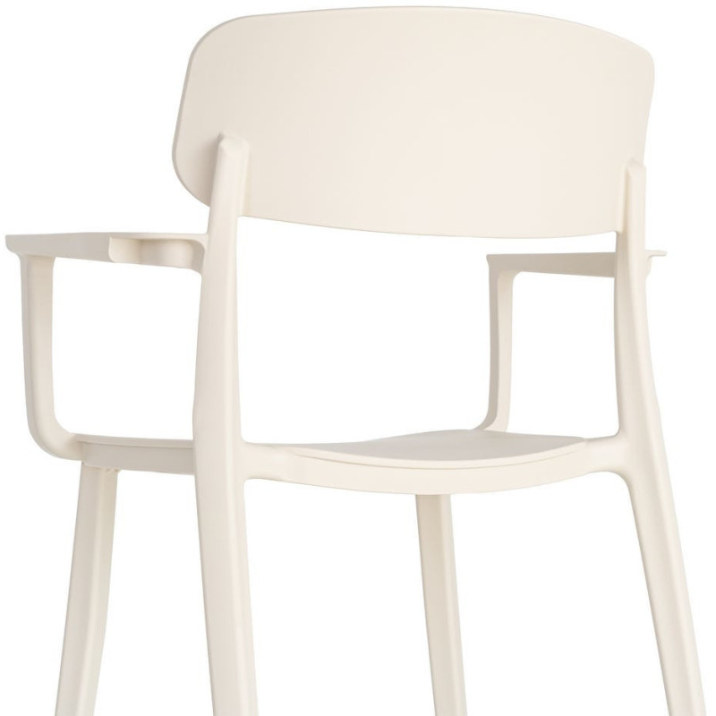 Lot de 4 Chaises de jardin design avec accoudoirs Polypropylène Blanc crème Bahiana 