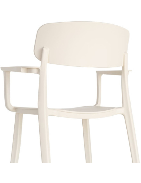 Lot de 4 Chaises de jardin design avec accoudoirs Polypropylène Blanc crème Bahiana 