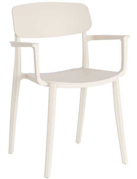 Lot de 4 Chaises de jardin design avec accoudoirs Polypropylène Blanc crème Bahiana