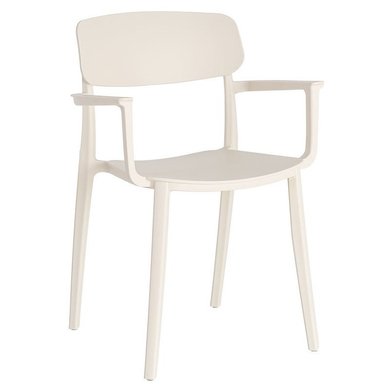 Lot de 4 Chaises de jardin design avec accoudoirs Polypropylène Blanc crème Bahiana