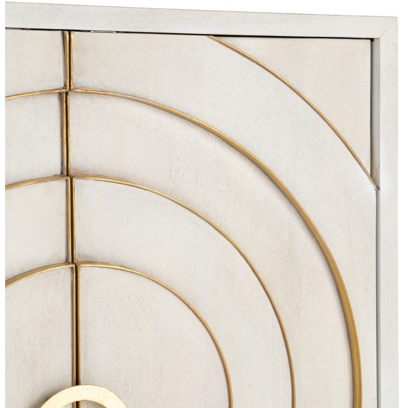 Buffet design chic Bas 2 portes Bois de manguier Blanc Métal Doré Orbélia 