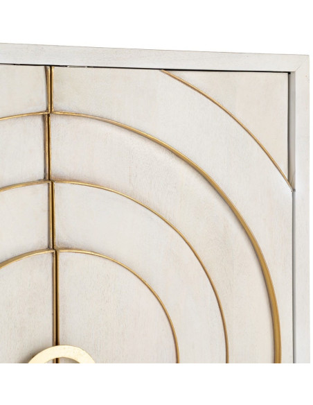 Buffet design chic Bas 2 portes Bois de manguier Blanc Métal Doré Orbélia 