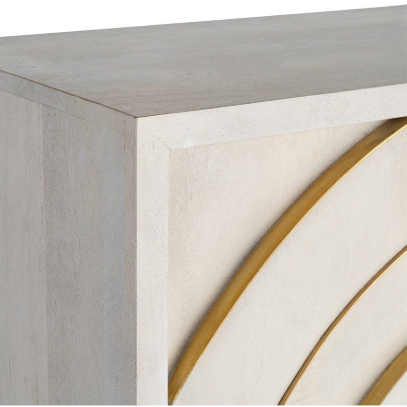 Buffet design chic Bas 2 portes Bois de manguier Blanc Métal Doré Orbélia 
