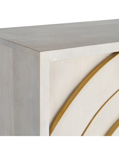 Buffet design chic Bas 2 portes Bois de manguier Blanc Métal Doré Orbélia 