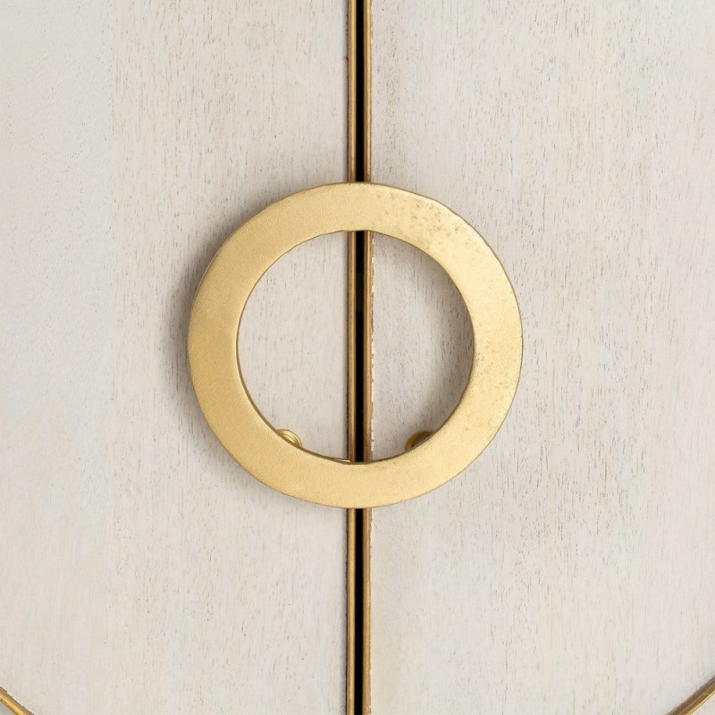 Buffet design chic Bas 2 portes Bois de manguier Blanc Métal Doré Orbélia 