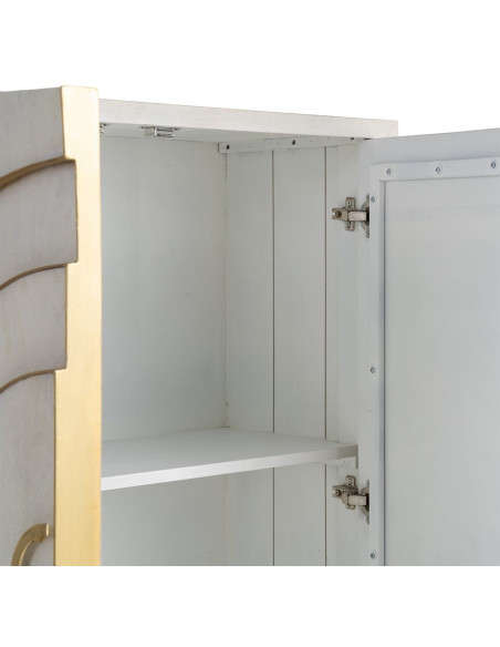 Buffet design chic Bas 2 portes Bois de manguier Blanc Métal Doré Orbélia 