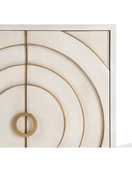 Buffet design chic Bas 2 portes Bois de manguier Blanc Métal Doré Orbélia 