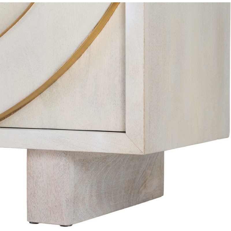 Buffet design chic Bas 2 portes Bois de manguier Blanc Métal Doré Orbélia 