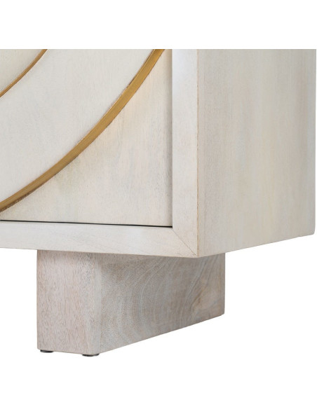 Buffet design chic Bas 2 portes Bois de manguier Blanc Métal Doré Orbélia 