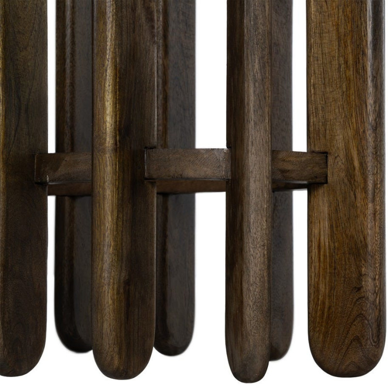 Grande Console design Ovale 160 cm Marbre Beige Bois de manguier Marron foncé Stravé 