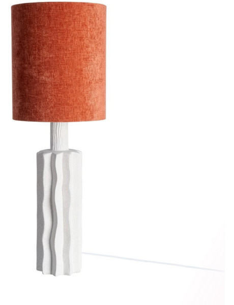 Grande Lampe à poser organique arty H 100 cm Céramique Blanc Tissu Terracotta Nerralya 