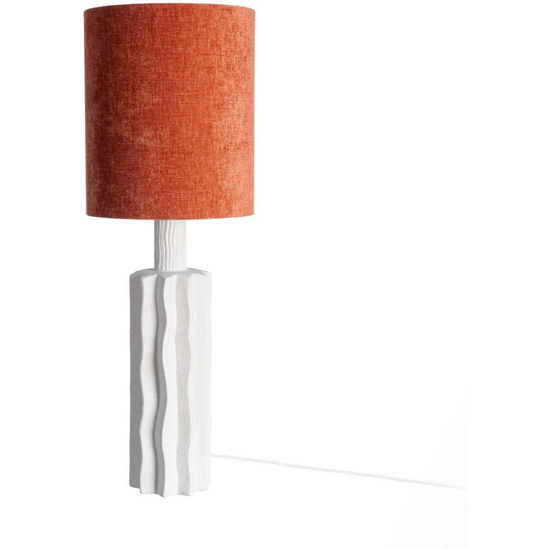Grande Lampe à poser organique arty H 100 cm Céramique Blanc Tissu Terracotta Nerralya 