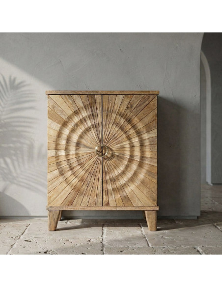 Buffet design ethnique chic Bas 2 portes Bois de manguier Naturel Solarys 
