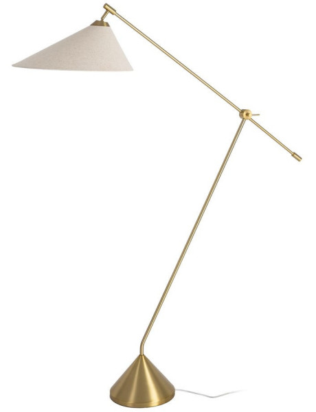 Grand Lampadaire sur pied design articulé moderne H 176 cm Métal Doré Lin Beige Linéoria 