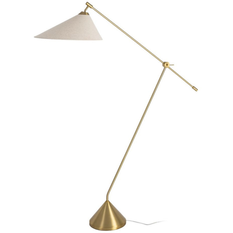 Grand Lampadaire sur pied design articulé moderne H 176 cm Métal Doré Lin Beige Linéoria 